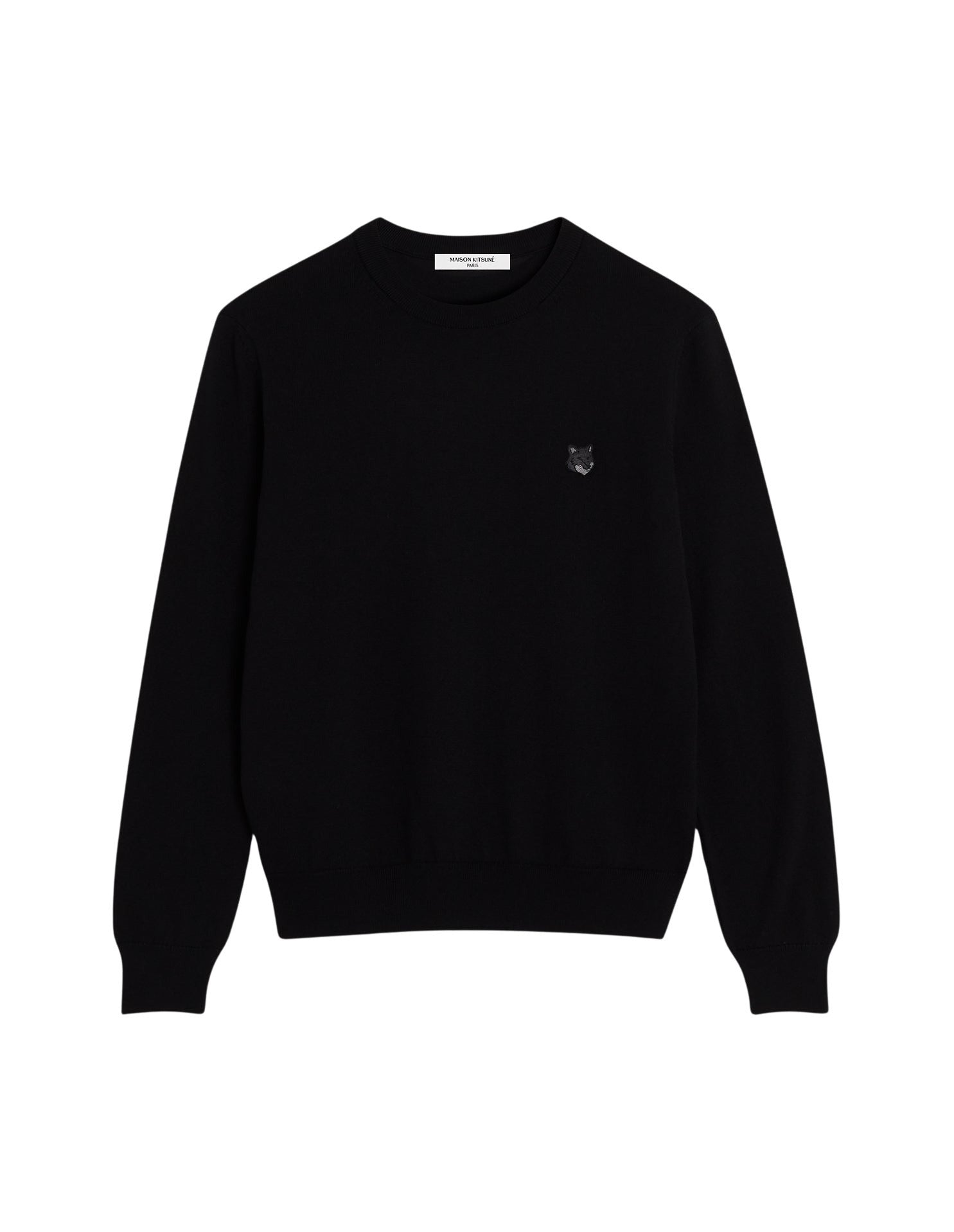 Embroidered jumper with wool crest - Black