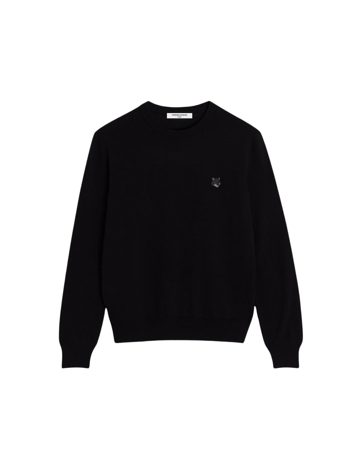 Pull brodé avec écusson en laine - Black