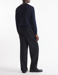 Embroidered jumper with wool crest - Ink Blue