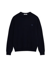 Bold Fox Head jumper with wool patch - Ink Blue
