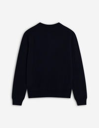 Embroidered jumper with wool crest - Ink Blue