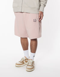 Oversize tracksuit shorts with badge - Pink Clay