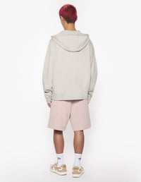 Oversize tracksuit shorts with badge - Pink Clay
