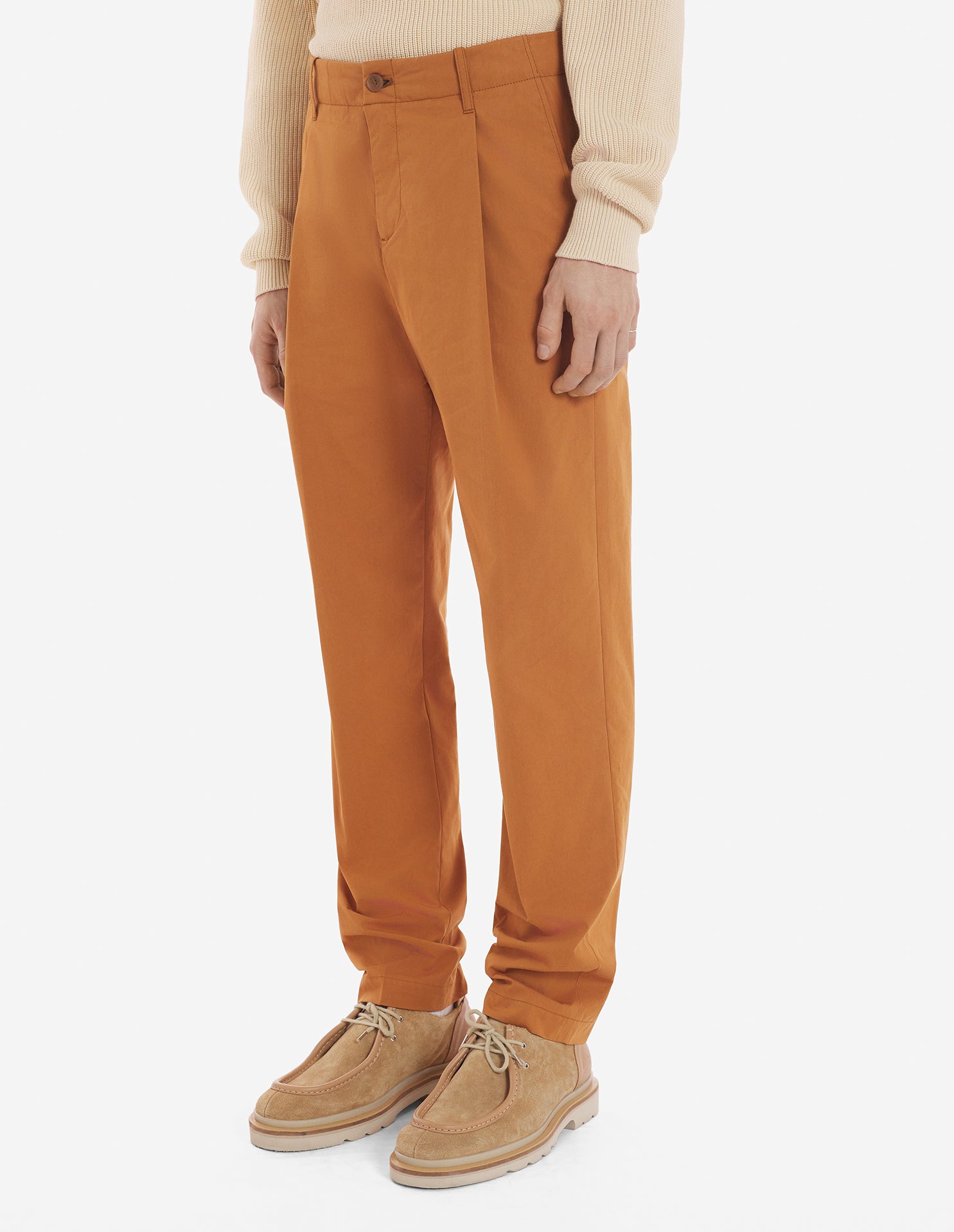 Pleated casual trousers - Tobacco
