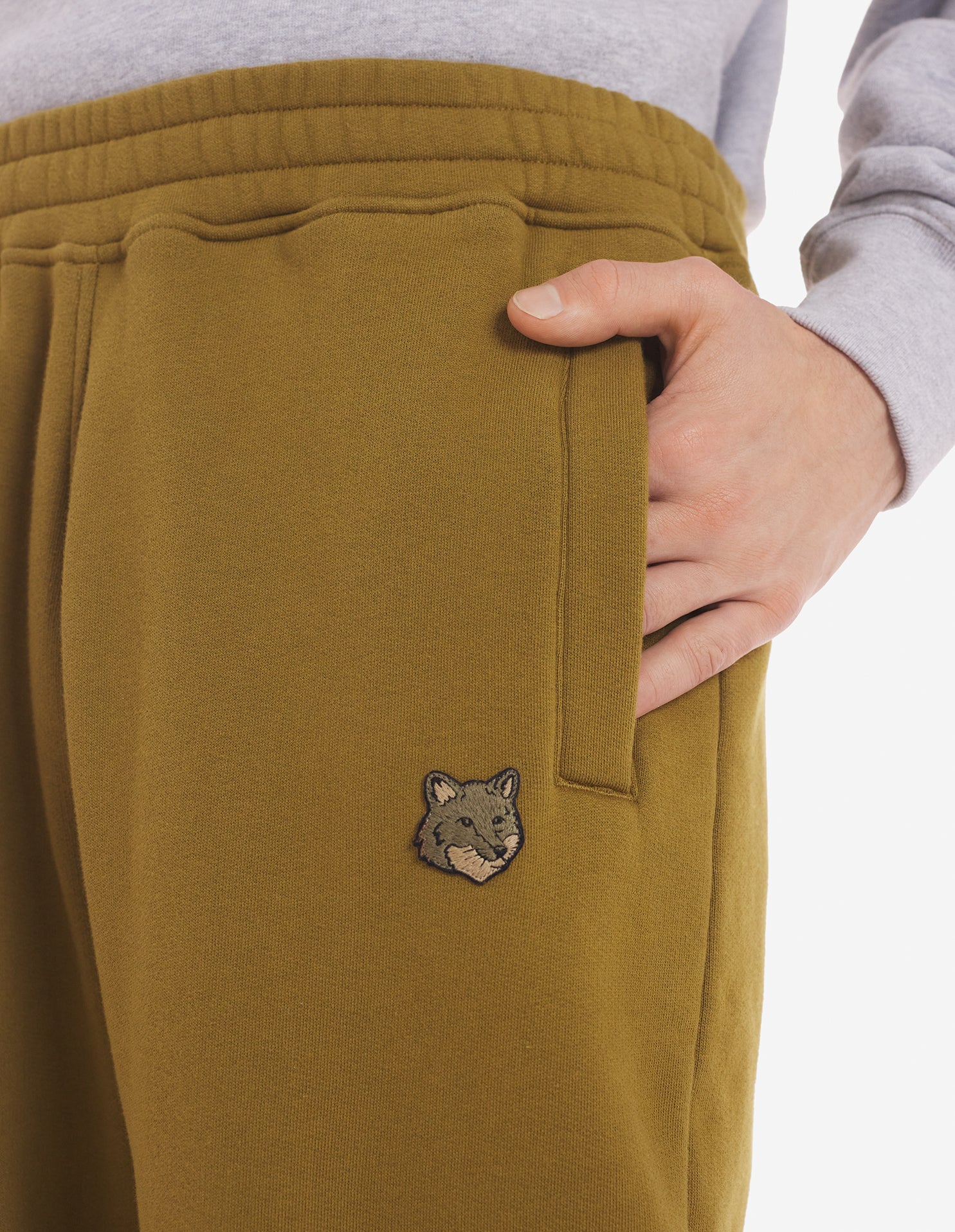 Bold Fox Head sweatpants with patch - Khaki Green