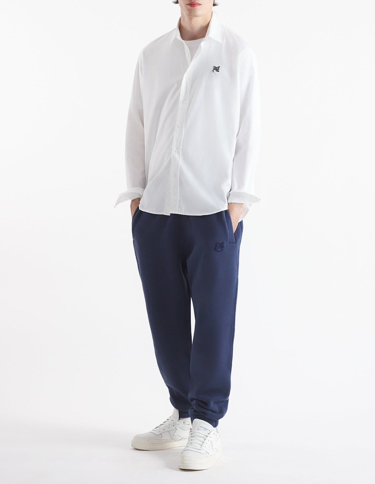 Bold Fox Head sweatpants with crest - Ink Blue
