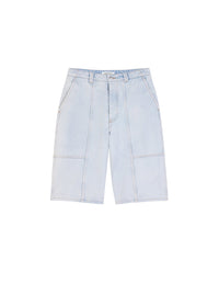 Bermuda brodé en denim - Bleached Indigo