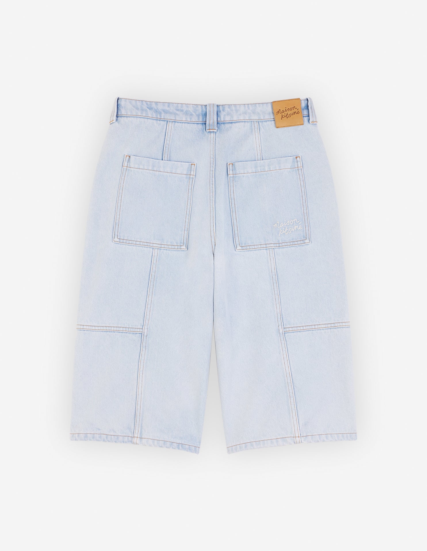 Bermuda brodé en denim - Bleached Indigo