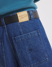 Bermuda brodé en denim - Washed Indigo