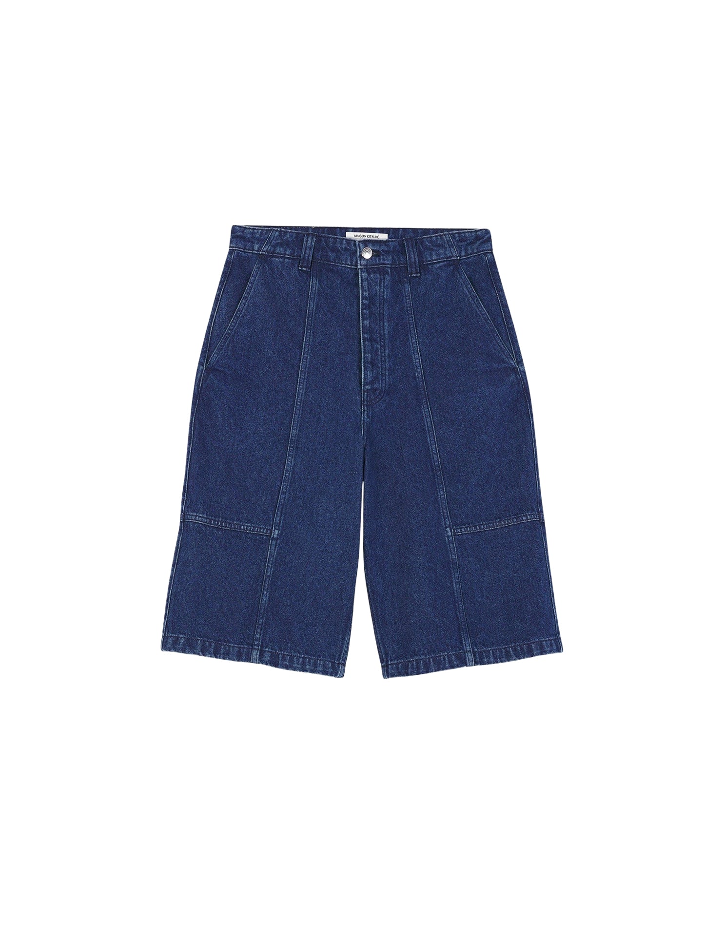 Bermuda brodé en denim - Washed Indigo