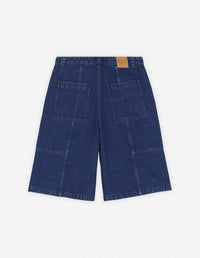 Bermuda brodé en denim - Washed Indigo