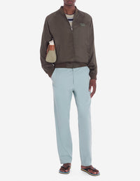 Satin bomber with embroidery - Dark Khaki