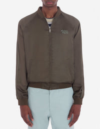 Satin bomber with embroidery - Dark Khaki