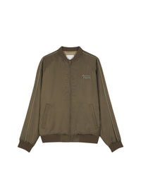 Satin bomber with embroidery - Dark Khaki