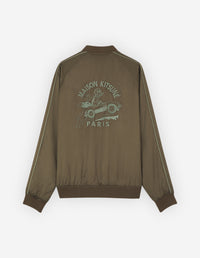 Satin bomber with embroidery - Dark Khaki