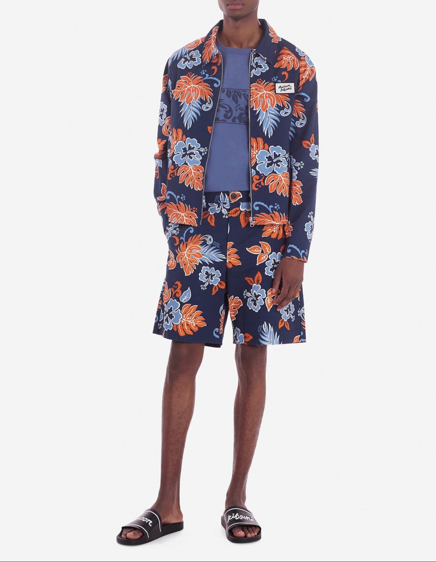 Floral zip jacket - Deep Navy Design
