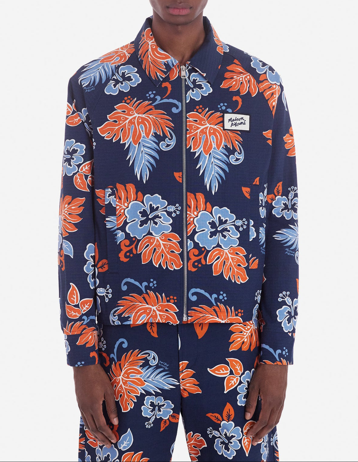 Floral zip jacket - Deep Navy Design