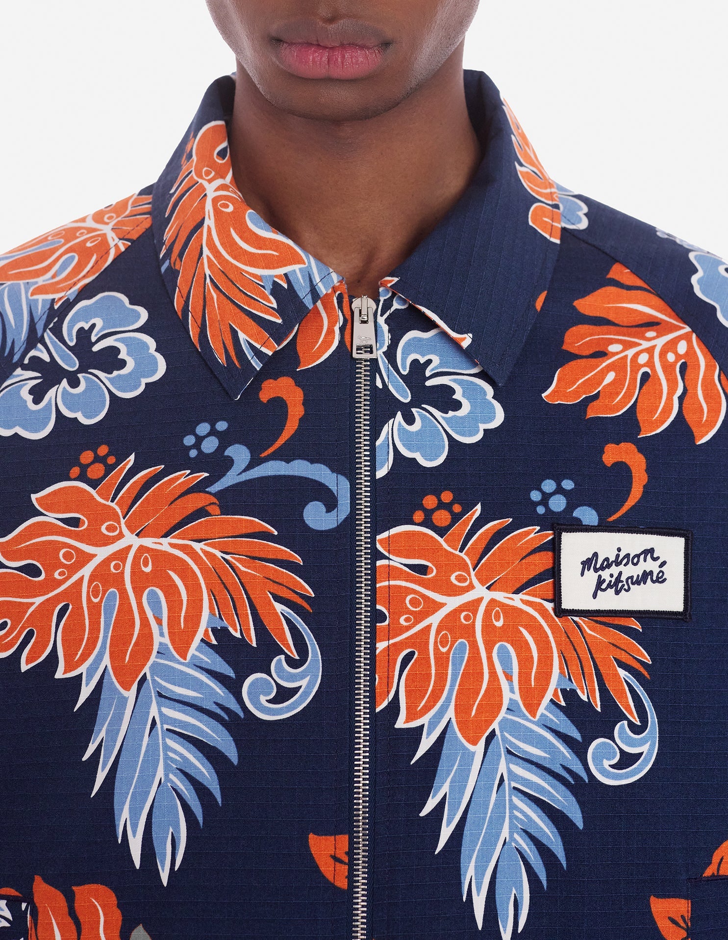 Floral zip jacket - Deep Navy Design