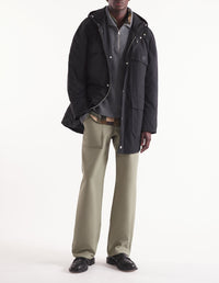 Water-repellent hooded parka - Black