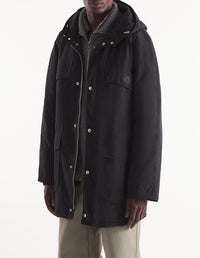 Water-repellent hooded parka - Black