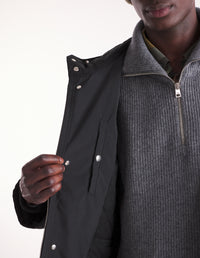 Water-repellent hooded parka - Black