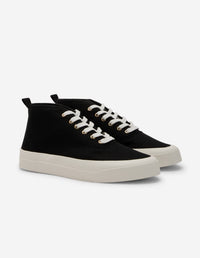 High Top Canvas Lace-Up Sneakers - Black