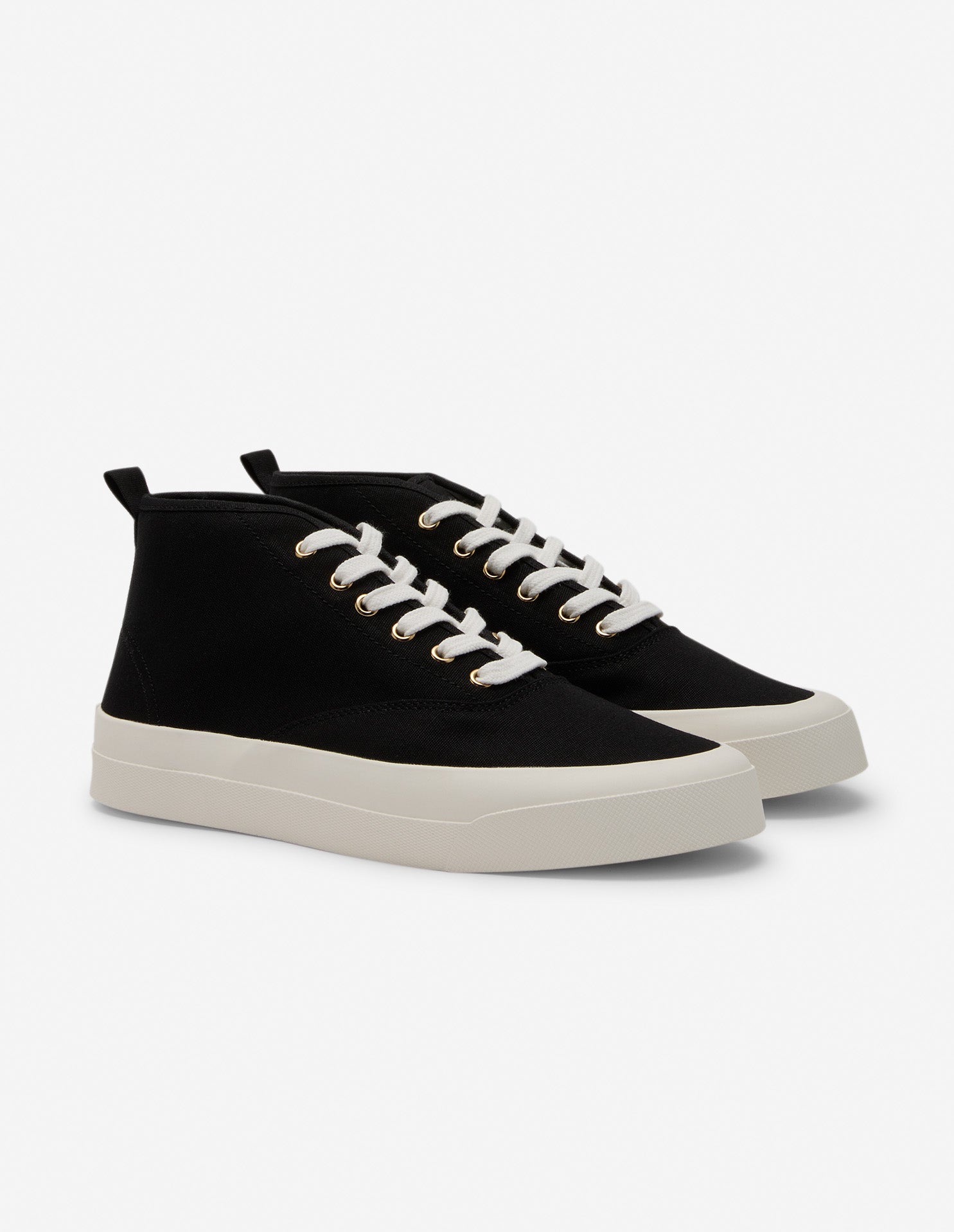 High Top Canvas Lace-Up Sneakers - Black