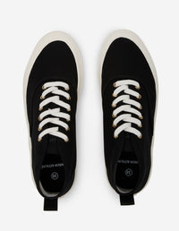 High Top Canvas Lace-Up Sneakers - Black
