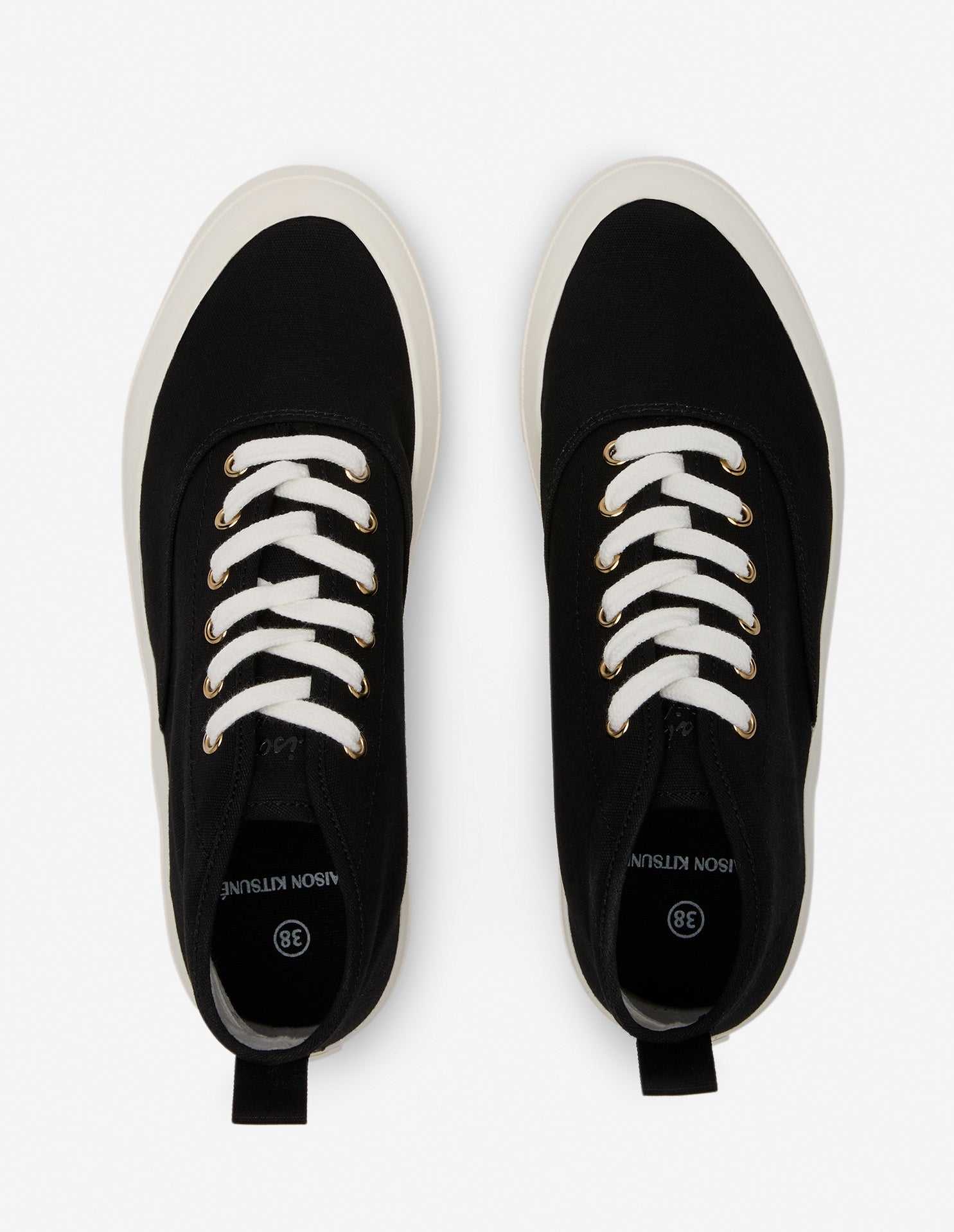 High Top Canvas Lace-Up Sneakers - Black