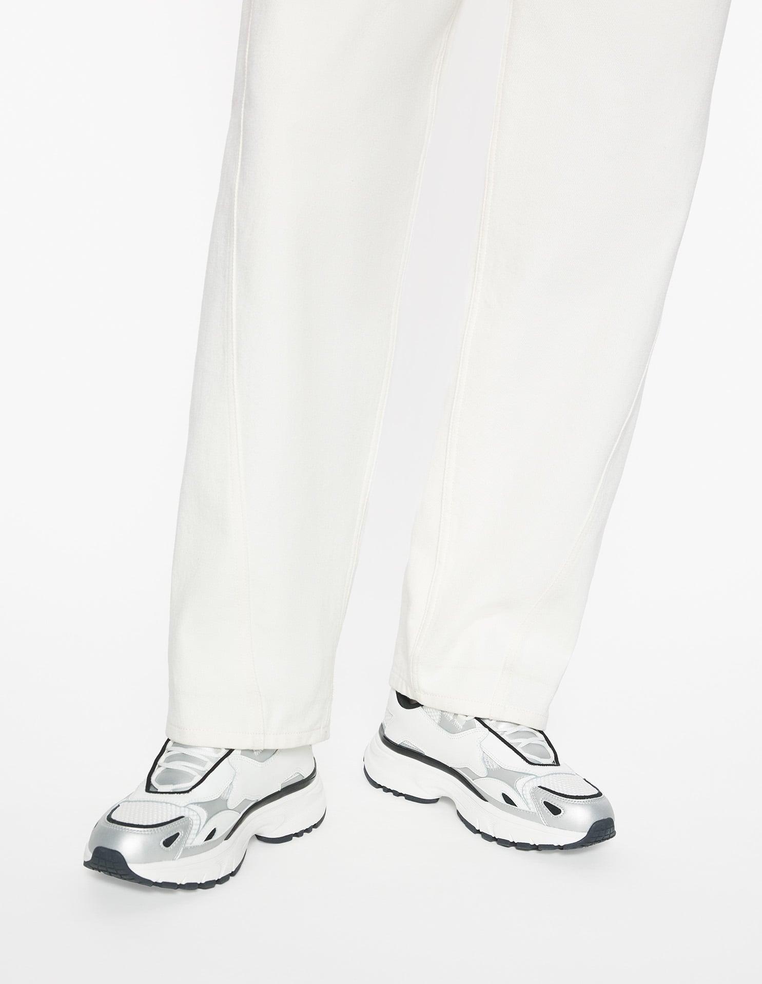 Sora mixed leather trainers - Silver & White