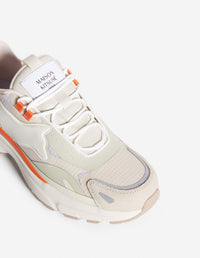 Low sneakers with laces - Marigold Red & Paper
