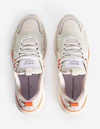 Low sneakers with laces - Marigold Red & Paper