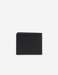 Embroidered wallet with leather badge - Black