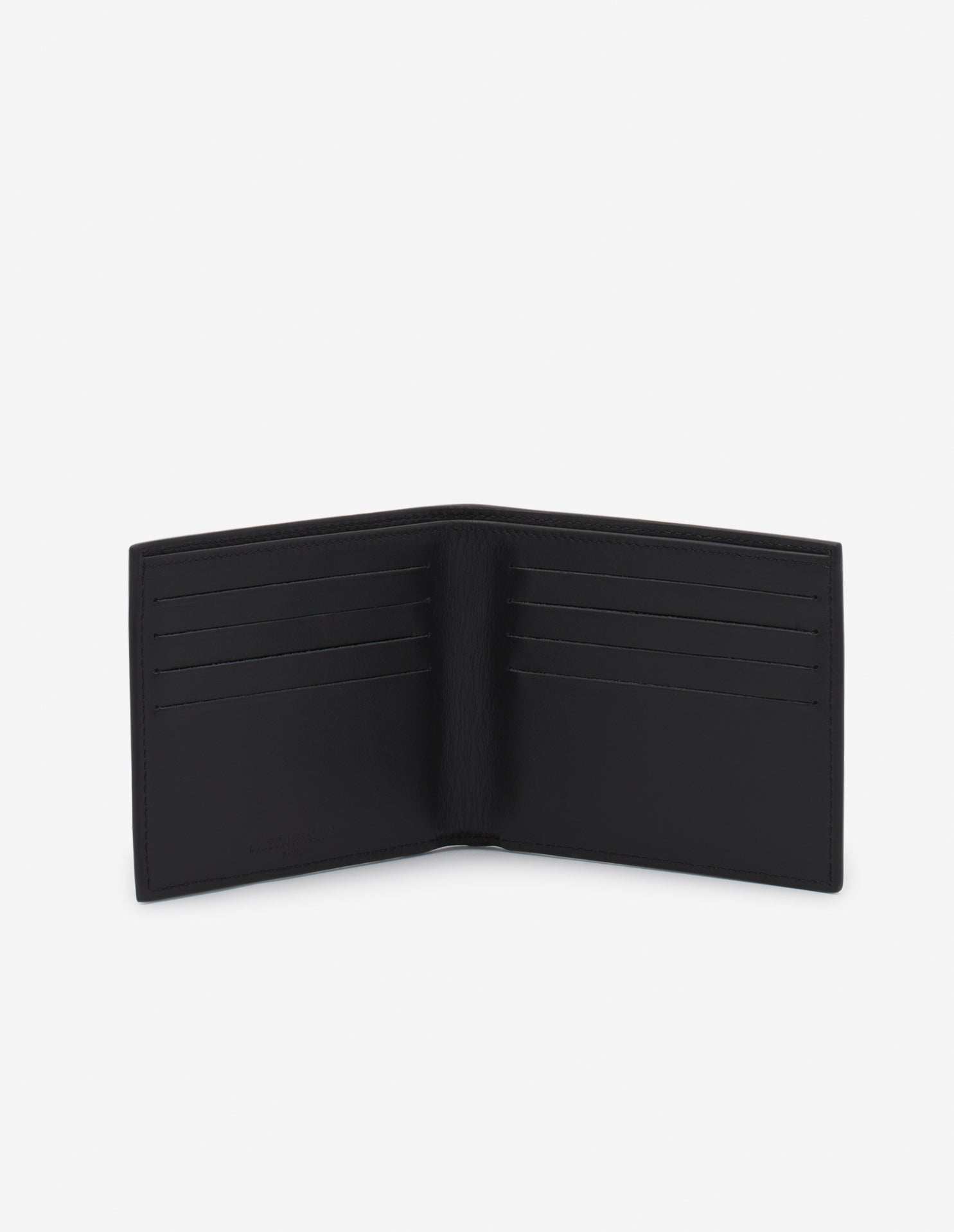 Embroidered wallet with leather badge - Black