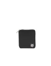 Portefeuille à deux volets avec écusson en cuir - Black