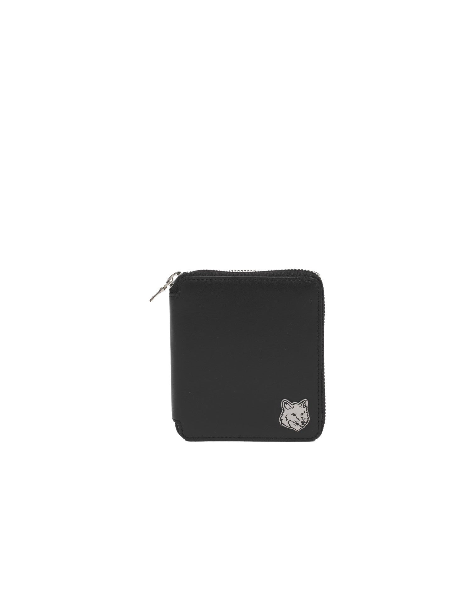 Portefeuille à deux volets avec écusson en cuir - Black