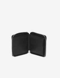 Portefeuille à deux volets avec écusson en cuir - Black