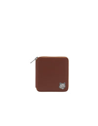Portefeuille à deux volets avec écusson en cuir - Dark Brown