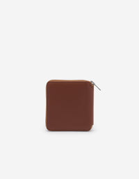 Portefeuille à deux volets avec écusson en cuir - Dark Brown
