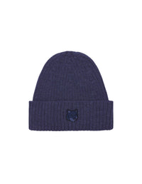 Bonnet avec écusson brodé en laine - Navy Blue