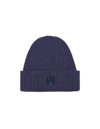 Bonnet avec écusson brodé en laine - Navy Blue