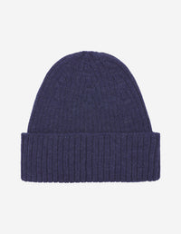 Bonnet avec écusson brodé en laine - Navy Blue