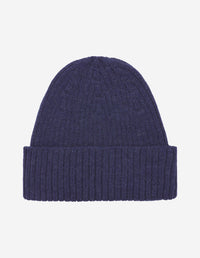 Bonnet avec écusson brodé en laine - Navy Blue