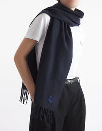Écharpe Bold Fox Head en laine vierge - Ink Blue