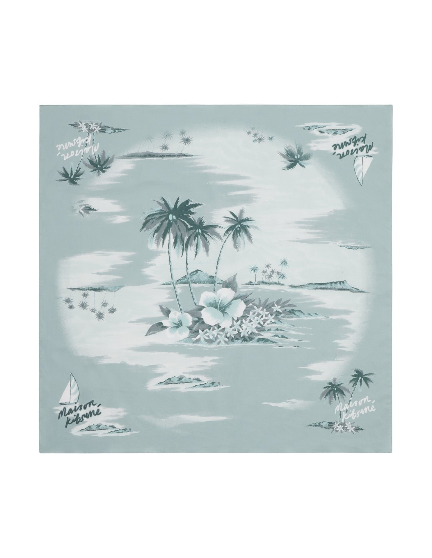 Square patterned scarf - Seafoam & Ice Blue