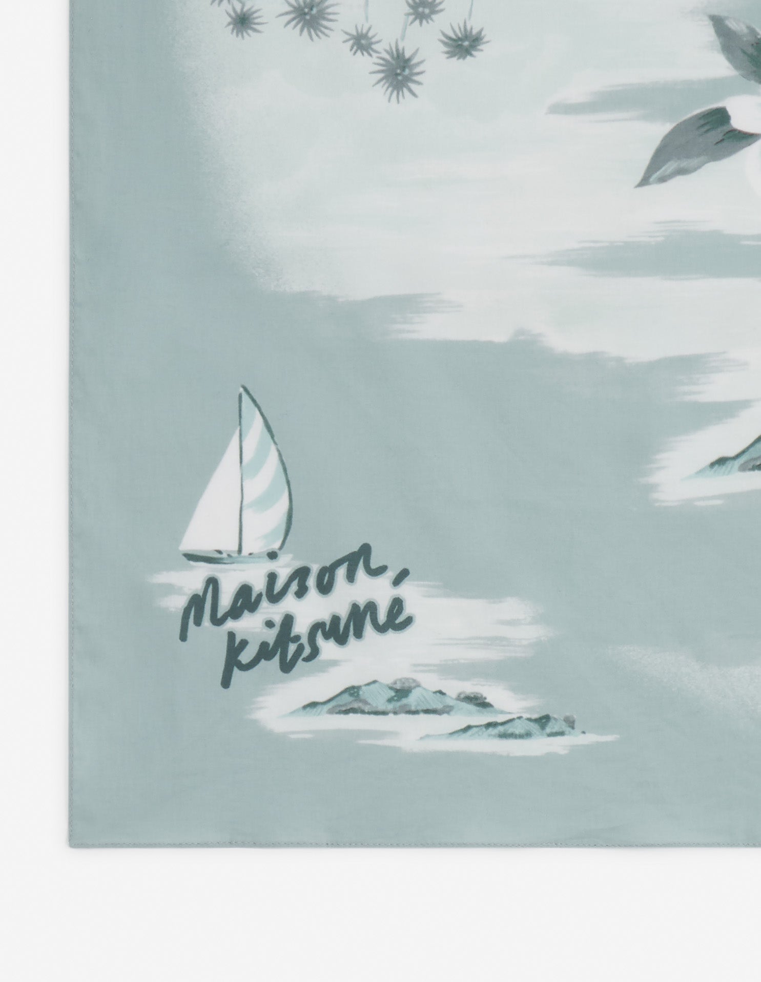 Square patterned scarf - Seafoam & Ice Blue