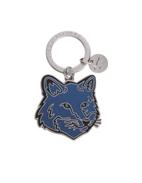 Bold Fox Head key ring with crest - Breton Blue