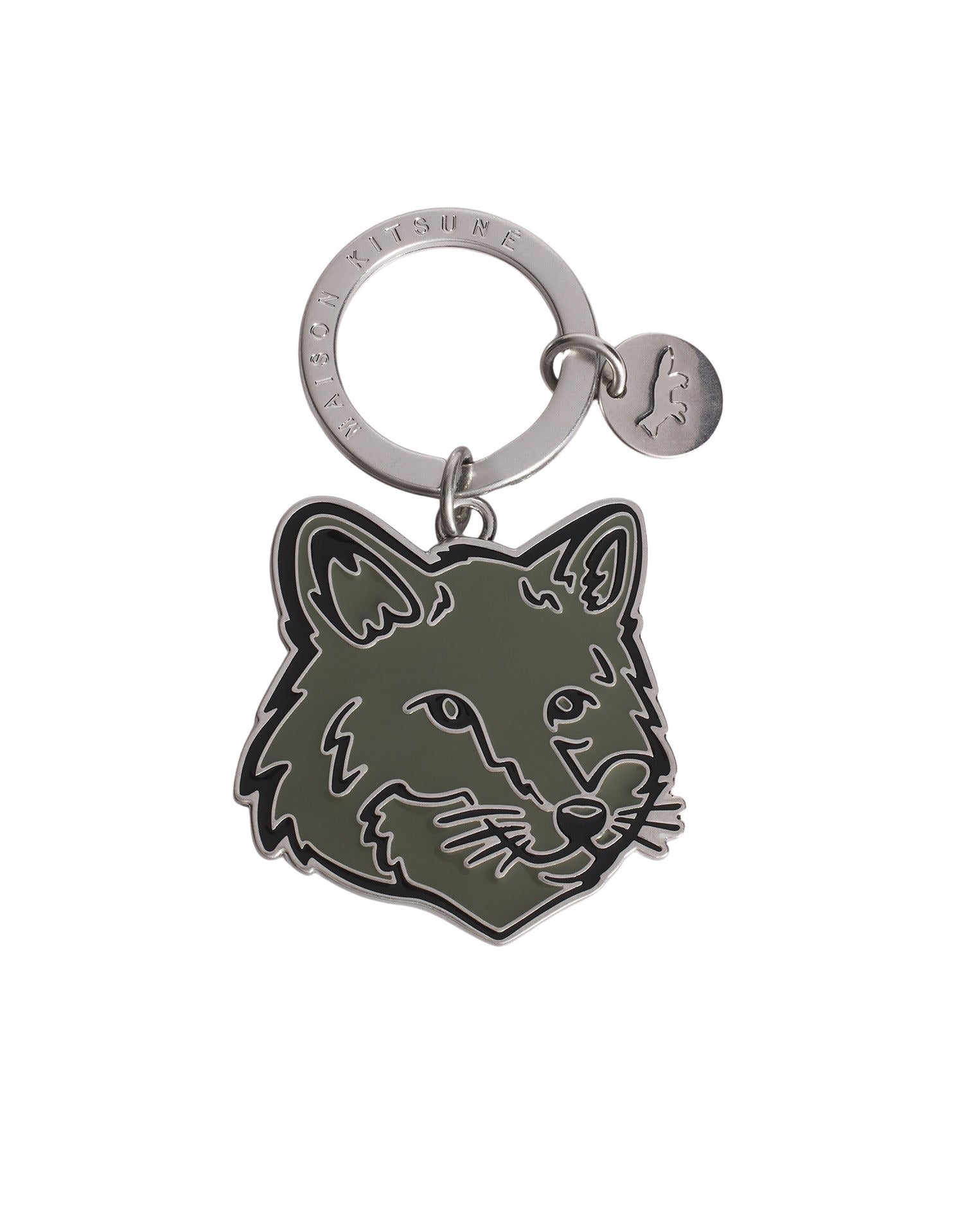 Bold Fox Head key ring with crest - Bay Leaf