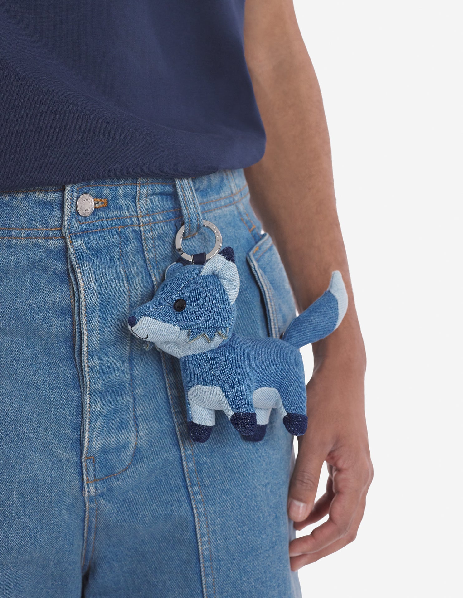 Porte-clés Fox en denim - Washed Indigo