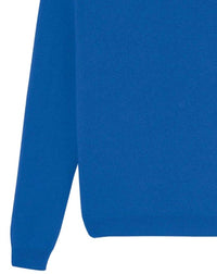 Cashmere hammer neck V-neck jumper - Bleu Mousquetaire